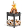 Image de CookKing Brasero Montana - 80 cm de haut - Support pour stock de bois - Diamètre : 60/70/80 cm