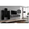 Image de ASM Ensemble mural Switch III - 3 vitrines verticales - 1 meuble TV - 1 vitrine carrée - Noir et graphite - Modèle 2