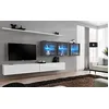 Image de ASM Ensemble Mural - Switch Xvii - 3 Vitrines LED - 2 Banc TV - 2 étagères - Blanc Et Graphite - Modèle 1