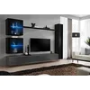 Image de ASM Ensemble Mural - Switch XVIII - 2 Vitrines LED - 1 Vitrine Verticale - 2 Bancs TV - 1 étagère - Noir Et Graphite - Modèle 2