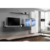 Image de ASM Ensemble Mural - Switch XIX - 4 Vitrines - 2 Bancs TV - 1 étagère - Blanc Et Graphite - Modèle 2