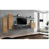 Image de AC-Déco Ensemble Mural - Switch I - 3 Vitrines Verticales - 1 Banc TV - 3 étagères Murales - Bois Et Graphite - Modèle 1