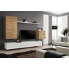 Image de ASM Ensemble Mural - Switch II - 1 Vitrine LED - 1 Banc TV - 1 étagère Murale - Bois Et Blanc - Modèle 1
