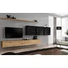 Image de ASM Ensemble Mural - Switch VII - 3 Vitrines Carrées - 2 Bancs TV - 2 étagères - Bois Et Noir - Modèle 1