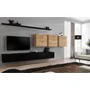 Image de ASM Ensemble Mural - Switch VII - 3 Vitrines Carrées - 2 Bancs TV - 2 étagères - Bois Et Noir - Modèle 2