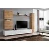 Image de ASM Ensemble Mural - Switch VIII - 2 Vitrines Carrées - 1 Vitrine Verticale - 2 Bancs TV - 1 étagère - Bois Et Blanc - Modèle 1