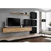 Image de ASM Ensemble Mural - Switch IX - 4 Vitrines Carrées - 2 Bancs TV - 1 étagère - Bois Et Noir - Modèle 1