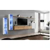 Image de ASM Ensemble Mural - Switch XI - 2 Vitrines LED - 1 Banc TV - 1 Vitrine Carrée - 3 étagères - Bois Et Blanc - Modèle 2