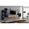 Image de ASM Ensemble Mural - Switch XI - 2 Vitrines LED - 1 Banc TV - 1 Vitrine Carrée - 3 étagères - Bois Et Noir - Modèle 2