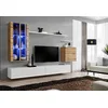 Image de ASM Ensemble Mural - Switch XII - 2 Vitrines LED - 2 Bancs TV - 1 Vitrine Carrée - 3 étagères - Bois Et Blanc - Modèle 1