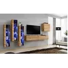 Image de ASM Ensemble Mural - Switch XIII - 3 Vitrines LED - 1 Banc TV - 1 Vitrine Carrée - Bois