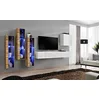 Image de AC-Déco Ensemble Mural - Switch XIII - 3 Vitrines LED - 1 Banc TV - 1 Vitrine Carrée - Bois Et Blanc - Modèle 1