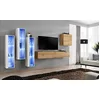 Image de AC-Déco Ensemble Mural - Switch XIII - 3 Vitrines LED - 1 Banc TV - 1 Vitrine Carrée - Bois Et Blanc - Modèle 2