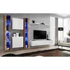 Image de ASM Ensemble Mural - Switch XVI - 2 Vitrines LED - 2 Vitrines Carrées - 1 Banc TV - 1 étagère - Bois Et Blanc - Modèle 1