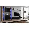 Image de ASM Ensemble Mural - Switch XVI - 2 Vitrines LED - 2 Vitrines Carrées - 1 Banc TV - 1 étagère - Bois Et Noir - Modèle 1