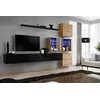 Image de ASM Ensemble Mural - Switch XIX - 4 Vitrines - 2 Bancs TV - 1 étagère - Bois Et Noir - Modèle 2