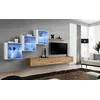 Image de ASM Ensemble Mural - Switch XX - 3 Vitrines - 2 Bancs TV - 1 étagère - Bois Et Blanc - Modèle 2