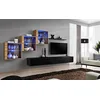 Image de ASM Ensemble Mural - Switch XX - 3 Vitrines - 2 Bancs TV - 1 étagère - Bois Et Noir - Modèle 1