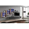 Image de ASM Ensemble Mural - Switch XX - 3 Vitrines - 2 Bancs TV - 1 étagère - Bois Et Graphite - Modèle 1