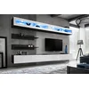 Image de ASM Ensemble Mural - Fly I - 2 Rangements LED - 2 Meubles TV - 2 étagères - Noir Et Blanc - Modèle 1