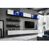 Image de ASM Ensemble Mural - Fly I - 2 Rangements LED - 2 Meubles TV - 2 étagères - Noir Et Blanc - Modèle 2
