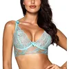 Image de Axami Demi-corset brodé pour femme - Bretelles florales - Noeud en tulle V-10121 - Bleu ciel - 80 C