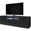 Image de Selsey Bros - Meuble TV/Banc TV (140 cm, Noir Mat/Noir Brillant, avec LED)