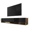 Image de Selsey Meuble tv, Bois d'ingénierie, Chêne Wotan/Noir Brillant, sans LED