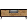 Image de Selsey Ploystea Meuble TV moderne avec compartiment ouvert et 3 compartiments fermés, 137 cm de large (noir/chêne Wotan, avec LED)