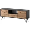 Image de Selsey Ploystea Meuble TV moderne avec compartiment ouvert et 3 compartiments fermés, 137 cm de large (noir/chêne Wotan, sans LED)