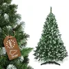Image de KADAX Sapin de Noël artificiel en PVC avec support - Arbre de Noël artificiel avec extrémités de neige - 62 branches et 14 couronnes (givre matinal, 220 cm)
