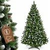 Image de KADAX Sapin de Noël artificiel avec mûre et pommes de pin - 220 cm - Vert - Avec 521 branches - Environ 120 cm - Pin de Noël en PVC avec support en plastique (renne 220 cm)
