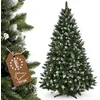 Image de KADAX Sapin de Noël artificiel avec boules argentées et givre, 180 cm, en PVC, vert, avec 385 branches, support en plastique, diamètre : environ 110 cm (flocon de neige de qualité supérieure 180 cm)