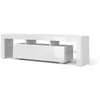 Image de Homlando Meuble TV bas design moderne en MDF pour salon, meuble de rangement sans éclairage LED, panneaux en verre blanc brillant/mat, 160 x 35 x 45 cm