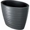 Image de Prosperplast Maze Pot de fleurs 2 en 1 avec pot de fleurs résistant aux intempéries pour l'intérieur et l'extérieur Ovale 42,3 cm de hauteur en plastique (anthracite)