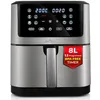 Image de LEHMANN Friteuse à air chaud XXL 8 l, 1800 W, 8 en 1, avec 12 programmes, jusqu'à 200 °C, minuterie, revêtement antiadhésif, passe au lave-vaisselle, grillades, pâtisserie, déshydratation avec
