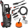 Image de LEHMANN Hudson Nettoyeur Haute Pression avec Pompe en Aluminium, 1800 W, Pression max. 220 bar, Débit 450 l/h, Kit D'accessoires   Brosse de Terrasse, Mousseur, Brosse Pour Jantes