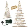 Image de BOGATECO Sapin de Noël fait à la main avec décorations 195 cm avec LED 230 V, en bois de noisetier, pendentifs décoratifs, plaques de bois reliées à une corde en jute d'une épaisseur de 6 mm