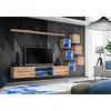 Image de ASM Ensemble Meuble TV Mural Suspendu Switch Xxi - L 240 X P 40 X H 120 Cm - Marron