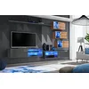Image de ASM Ensemble Meuble TV Mural Switch XXIV - L 260 X P 40 X H 170 Cm - Gris Et Marron