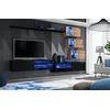 Image de ASM Ensemble Meuble TV Mural Switch XXIV - L 260 X P 40 X H 170 Cm - Noir Et Marron