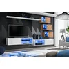 Image de ASM Ensemble Meuble TV Mural Switch XXIV - L 260 X P 40 X H 170 Cm - Blanc Et Marron