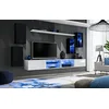 Image de ASM Ensemble Meuble TV Mural Switch Xxv - L 280 X P 40 X H 140 Cm - Blanc Et Noir