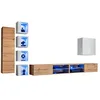 Image de ASM Ensemble Meuble TV Mural Switch Xxvi - L 320 X P 40 X H 150 Cm - Blanc Et Marron
