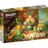 Image de ENJOY-1191   Josef Schuster : Nature morte avec fruits, fleurs et perroquet, puzzle, 1000 pièces