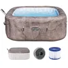 Image de Bestway Roma MaxHold EnergySense Fit Smart AirJet 6 marbre marron carré 71 x 71 x 28 pouces ou 1,80 m x 1,80 m x 71 cm