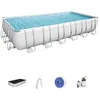 Image de BESTWAY Piscine hors sol rectangle Power Steel  732 x 366 x 132 cm gris clair avec filtre à sable, échelle, bâche