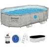 Image de Bestway Power Steel Swim Vista Series Pool Kit Complet Ovale avec Filtre à Sable, échelle de sécurité et bâche 488 x 305 x 107 cm