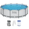 Image de Bestway Steel Pro MAX Frame Kit de piscine avec pompe à filtre Ø 366 x 100 cm Gris clair rond