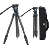 Image de SIRUI Trépied Professionnel en Fibre de Carbone avec tête vidéo Fluide à 360°, trépied étanche pour caméra vidéo avec Colonne Centrale Triangulaire, Charge 6 kg (ST-224+VH-10)